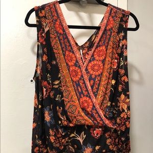 Free People Mesh Colorful Top